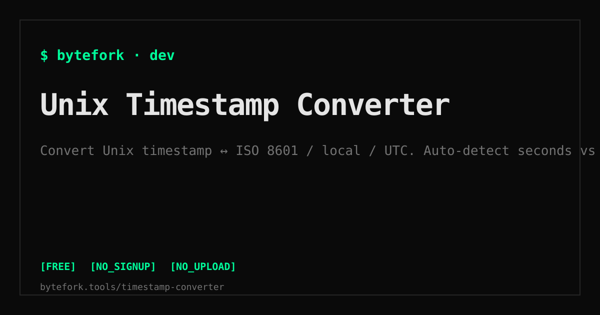 Unix Timestamp Converter — seconds / ms / us ↔ ISO 8601